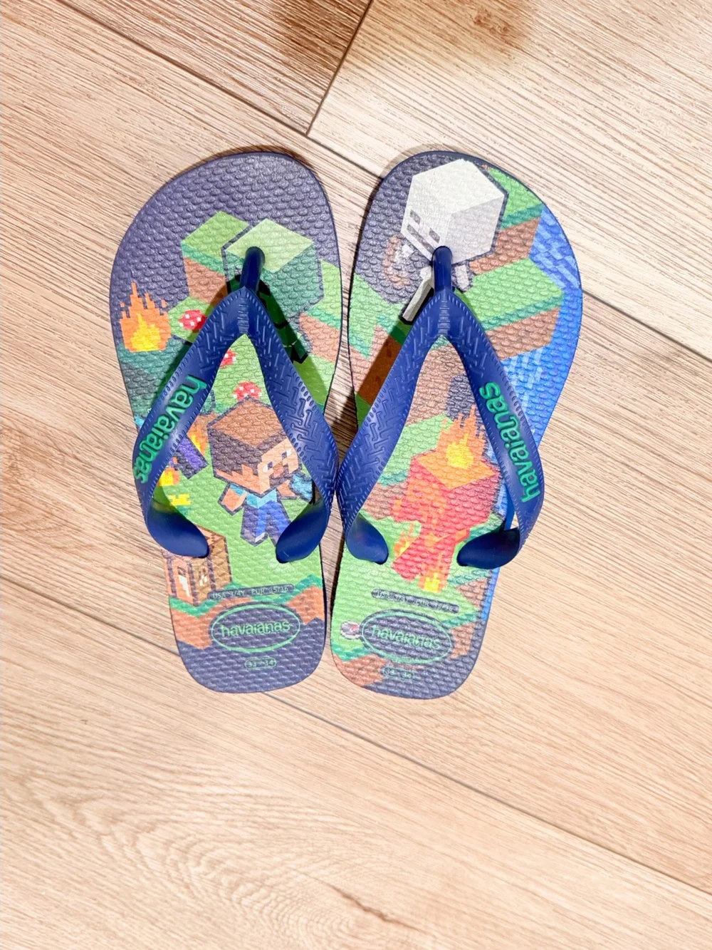 Havaianas Kids Blue Green Pixel Adventure Flip Flops